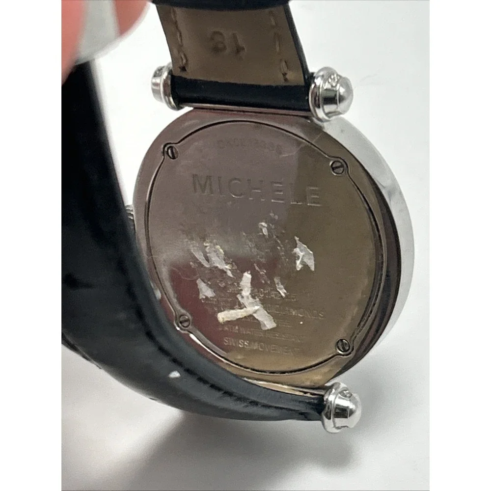 Women's Diamond Michele Caber Dress Watch Black Band